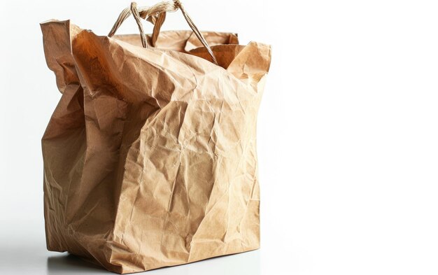 Sac en papier recyclable sur fond blanc