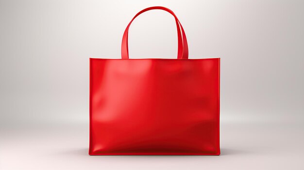 Sac en papier rouge avec l'ombre isolée sur un fond blanc image générée par l'IA