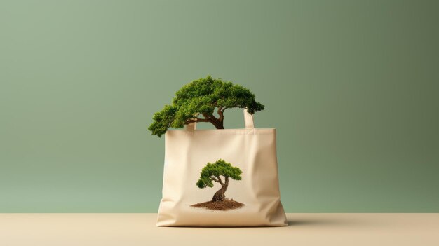 Le sac avec la plante sur le rocher