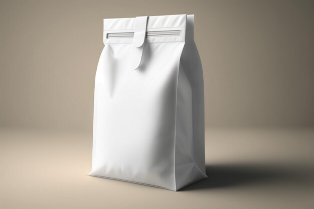 Sac En Plastique Blanc Vierge Avec Maquette Ziplock Sur Fond Blanc Sac En  Plastique Pour Café Bonbons Noix Ou épices Sachet Alimentaire Généré Par  L'ia