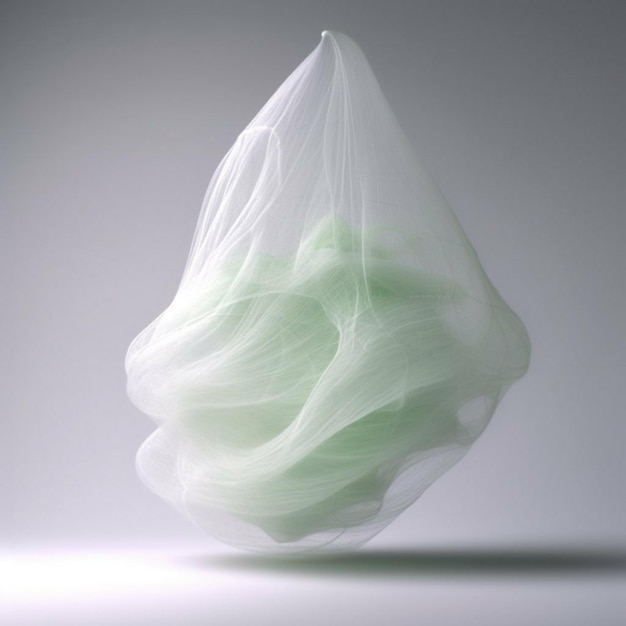 Un sac en plastique avec des lignes vertes et blanches dessus