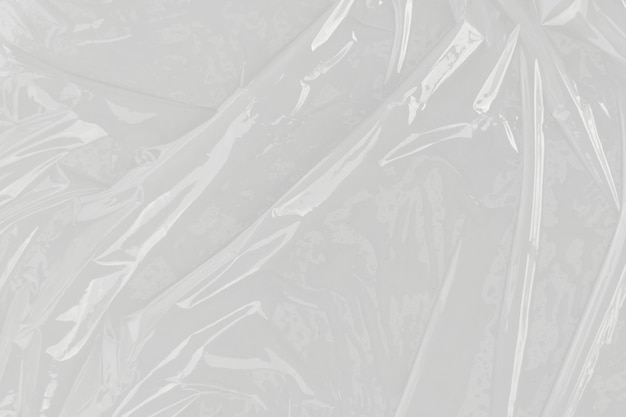 Photo sac en plastique ou en polyéthylène blanc froissé texture fond blanc macro