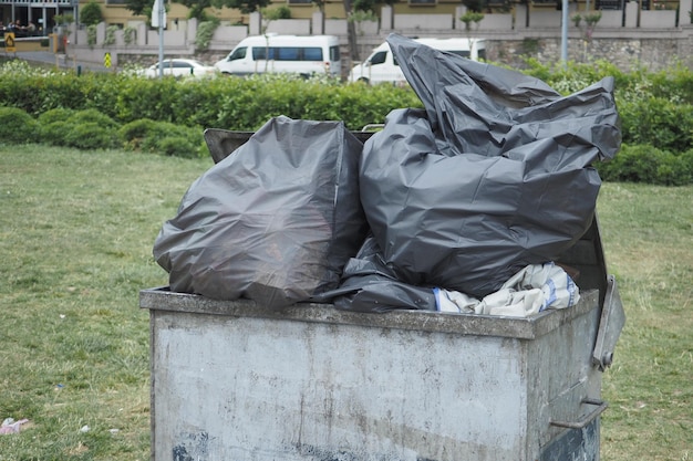 Sac avec poubelle et poubelle