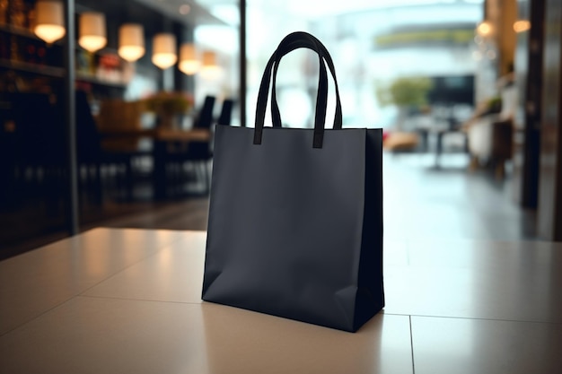 sac à provisions noir sur le bureau