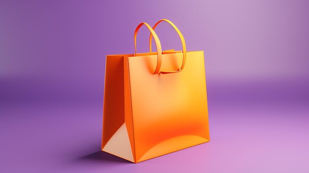 Sac à provisions orange et violet 3d illustration générative ai