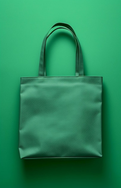 un sac à provisions vert sur fond gris