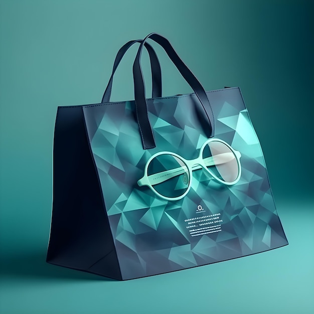 Un sac avec un sac noir qui dit "lunettes" dessus