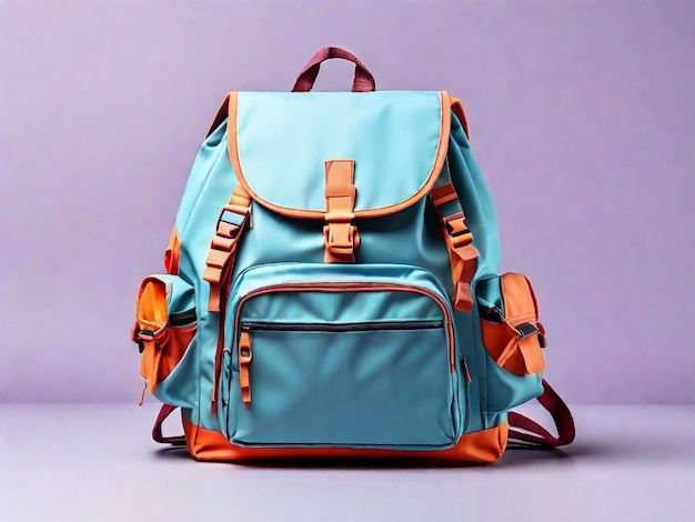 Un sac scolaire de couleur moderne isolé sur fond de couleur pour l'étudiant