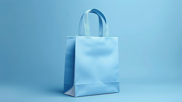 Sac shopping en papier bleu avec anses