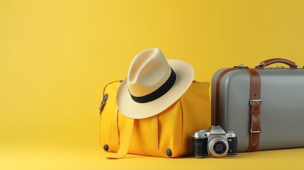 sac de voyage et chapeau pour les vacances