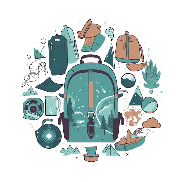 Sac de voyage d'une journée pour le tourisme mondial avec des illustrations de vacances et de tourisme sur les monuments du monde