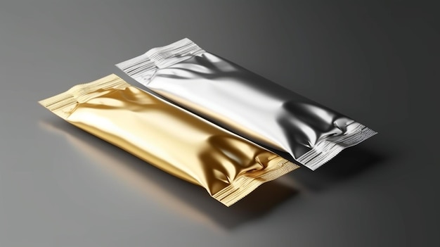 sachet de bâton d'aluminium d'emballage vierge pour la maquette de conception de produits alimentaires