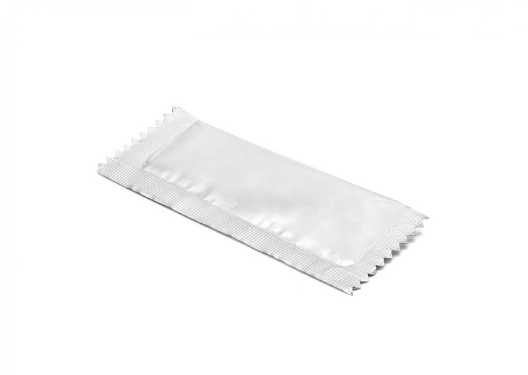 Photo sachet de feuille de sucre d&#39;emballage vide isolé