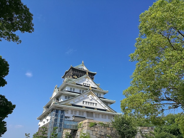 Photo sacré charmant château d'osaka avec un ciel bleu