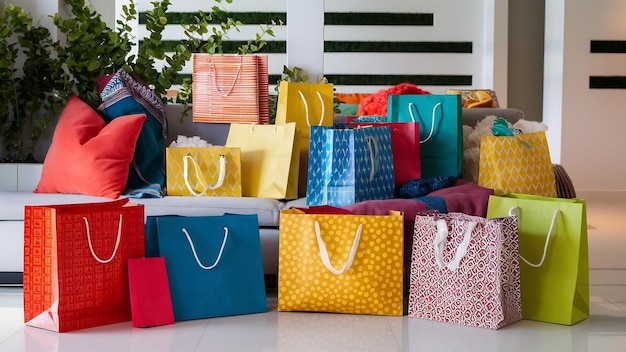 Photo des sacs d'achat colorés