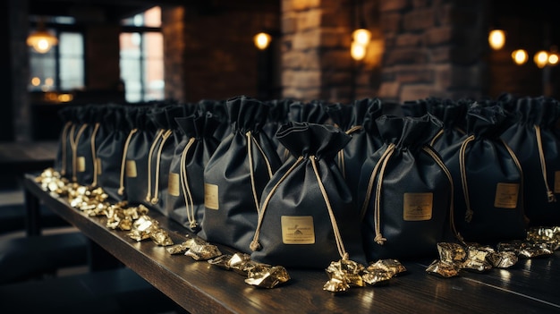 Des sacs assortis disposés sur la table