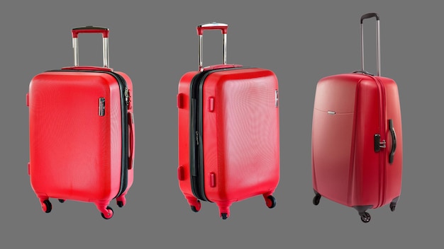 Sacs à bagages de voyage rouges avec fond gris transparent