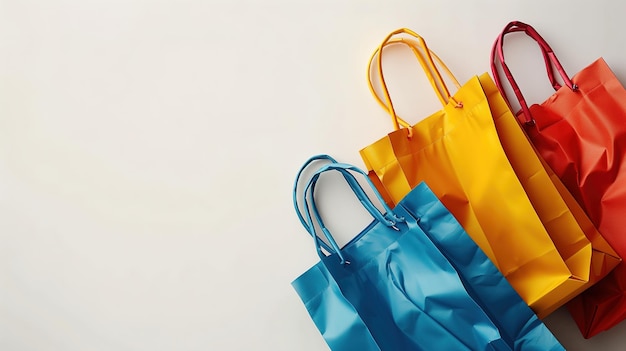 Des sacs colorés disposés sur une table à vendre