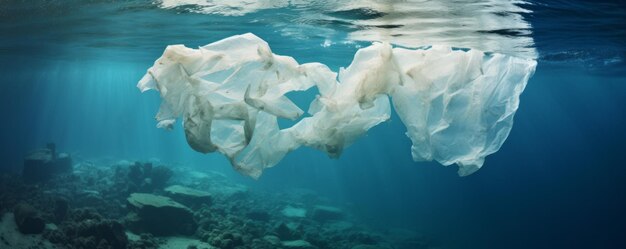 Des sacs en plastique sous la mer