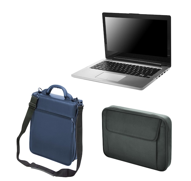 Photo sacs pour ordinateur portable sur fond blanc