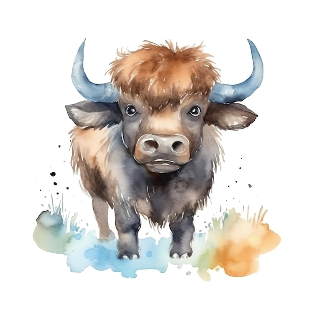 Safari Buffalo aquarelle illustration safari animaux clipart