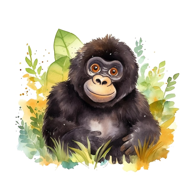 Safari Singe aquarelle illustration safari animaux clipart