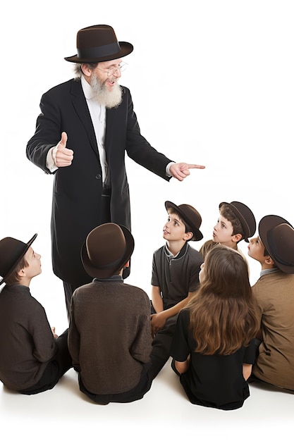 Photo un sage rabbin juif en tenue traditionnelle généré par l'ia