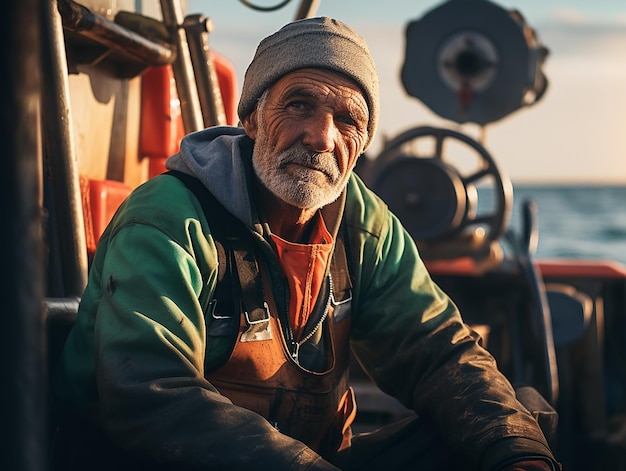 La sagesse de la navigation Portrait d'un pêcheur âgé