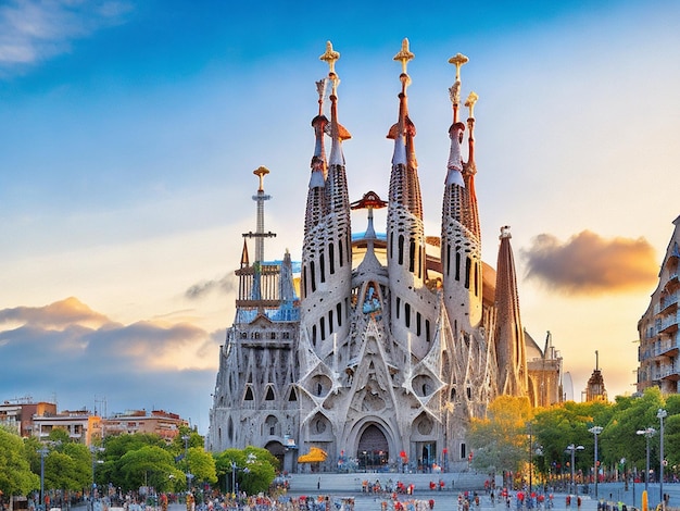 La Sagrada Familiain Barcelone Espagne IA générative