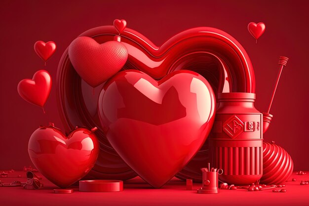 Photo saint valentin, coeur, amour, fond rouge propre, 2