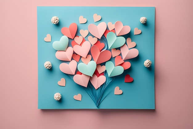 Saint Valentin, coeur d'amour, romance, lettre d'amour, cadeaux, concept, rendu 3d