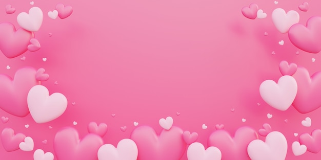 Saint Valentin, concept d'amour, fond de chevauchement en forme de coeur 3d coloré avec espace de copie