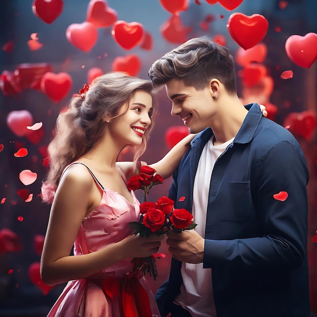 Saint Valentin joli couple généré par IA