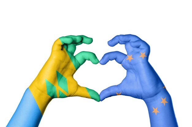 Saint-Vincent-et-les Grenadines Union européenne Coeur Main geste faisant coeur Clipping Path