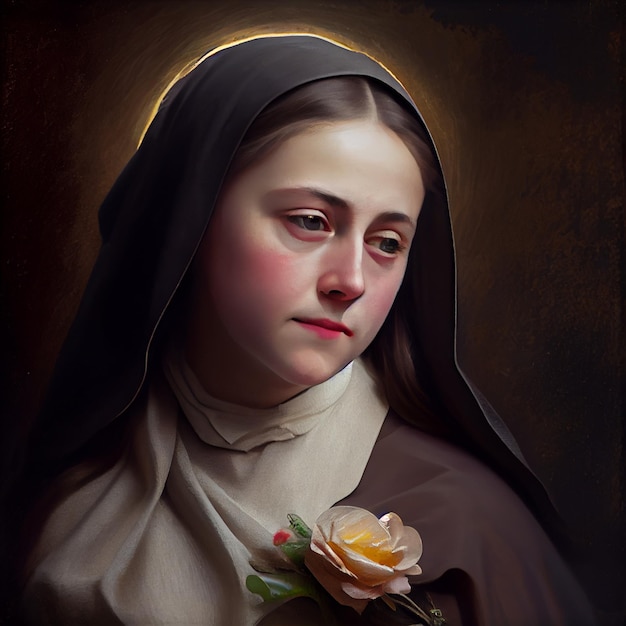 Sainte Thérèse de Lisieux art peinture illustration Generative Ai