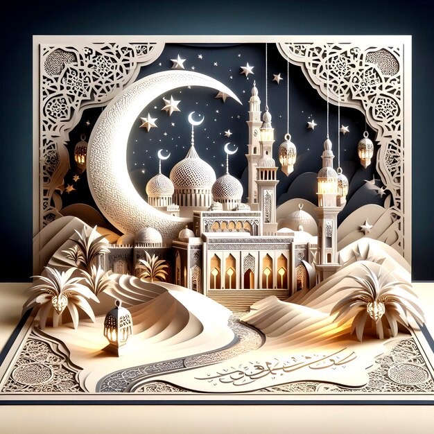 La sainteté lumineuse L'art du Ramadan dans l'artisanat du papier au clair de lune