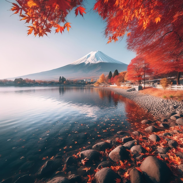 Saison d'automne colorée au matin