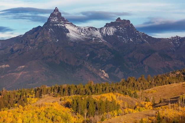 Saison d'automne colorée dans les montagnes