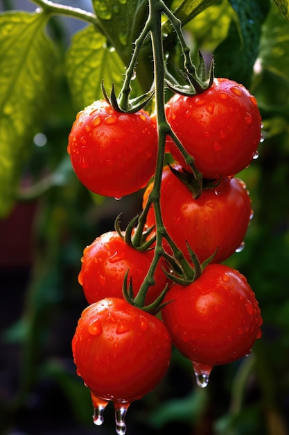saison de cueillette de tomates tomates sur une plantation de tomates AI généré