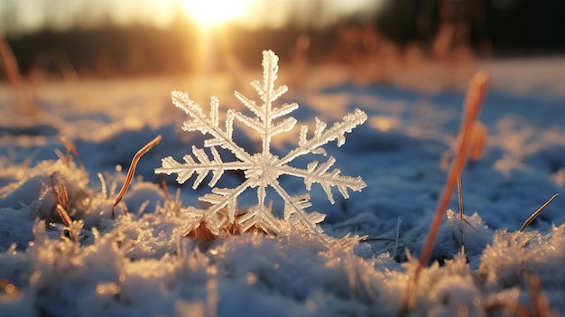 Saison d'hiver en plein air paysage plantes gelées dans la nature sur le sol couvert de glace et de neige