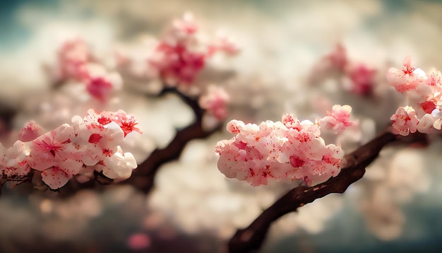 Sakura en fleurs sur une branche