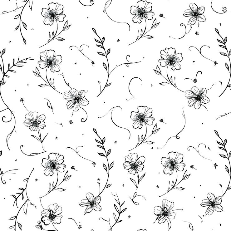 Photo sakura à fleurs sans couture sur fond blanc dessiné à la main botanique