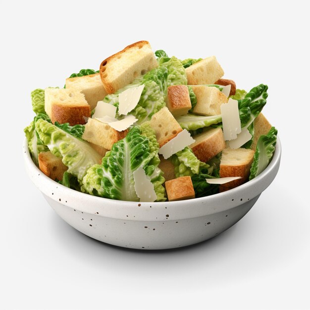 Salade Araffy avec croutons et fromage parmesan dans un bol génératif ai