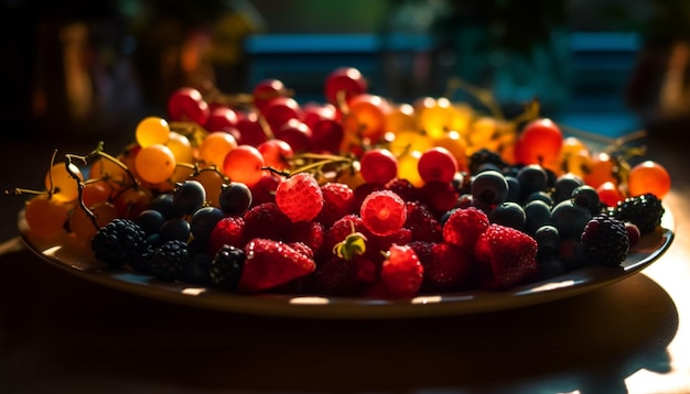 Salade de baies fraîches nature rafraîchissement gastronomique sain généré par l'IA