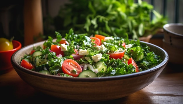 Salade bio fraîche un repas gastronomique sain généré par l'IA