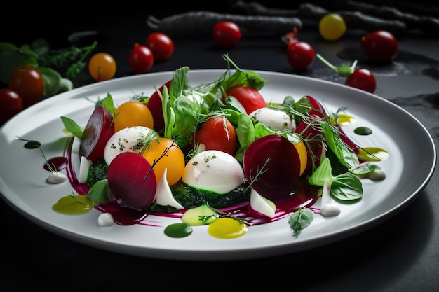 Salade caprese avec tomates cerises mozzarella et basilic Generative AI