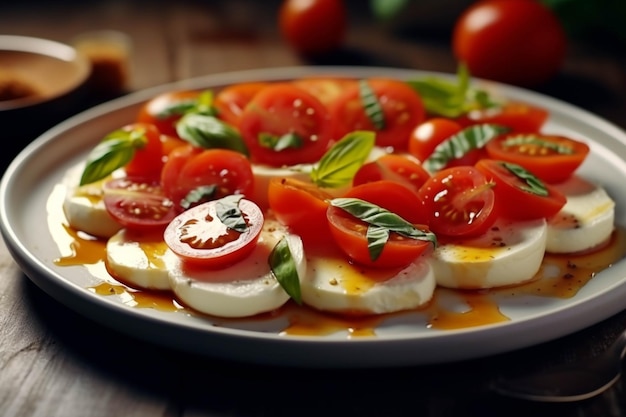 Salade Caprese avec tomates mozzarella et basilic