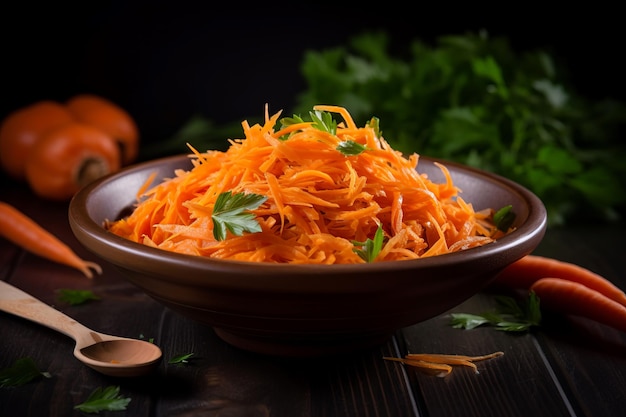 Salade de carottes râpées nourriture savoureuse naturelle repas à l'huile gourmet bol naturel générer Ai