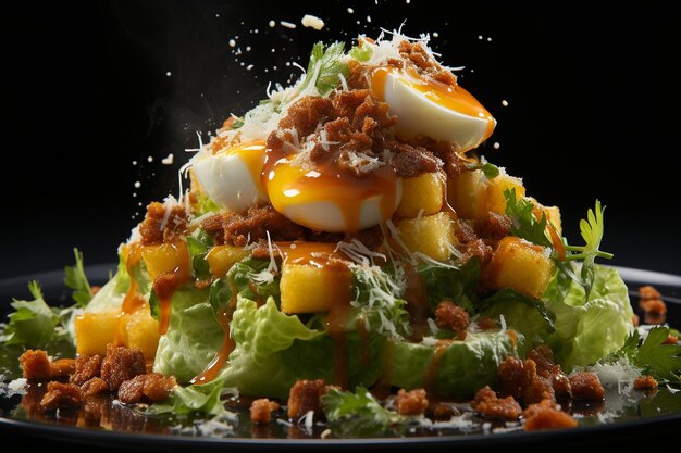 Salade César avec des chips de maïs croustillantes