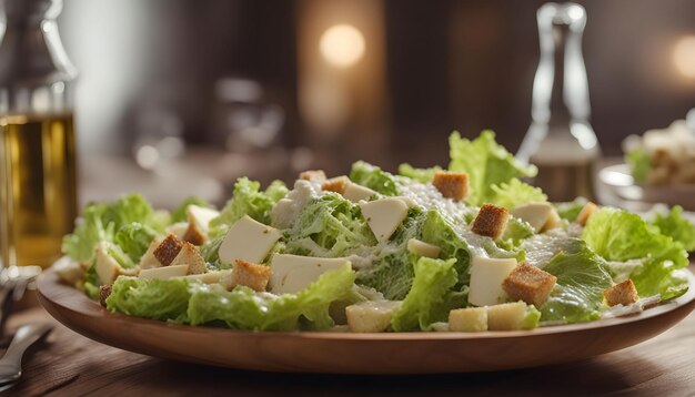 Salade César avec croûtons croquants de laitue fraîche et parmesan Ai Generated